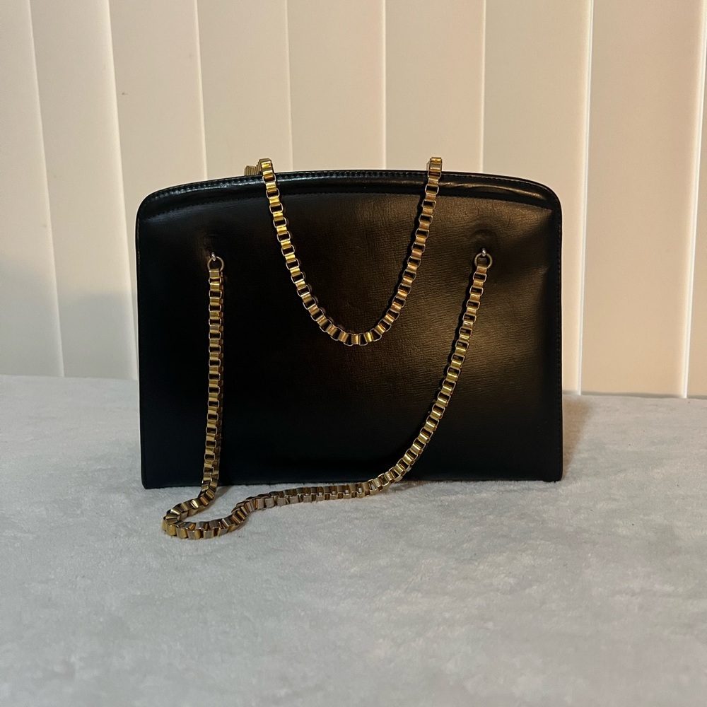 🩷 Coblentz Original Black Evening Purse with Gold Chain Handles💚